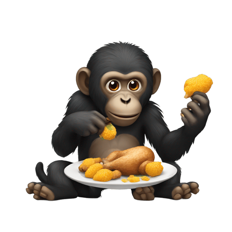 絵文字：Black monkey eating chicken