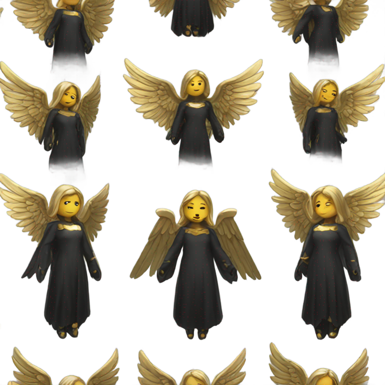 genmoji: dark angel with gold halo and dark wings