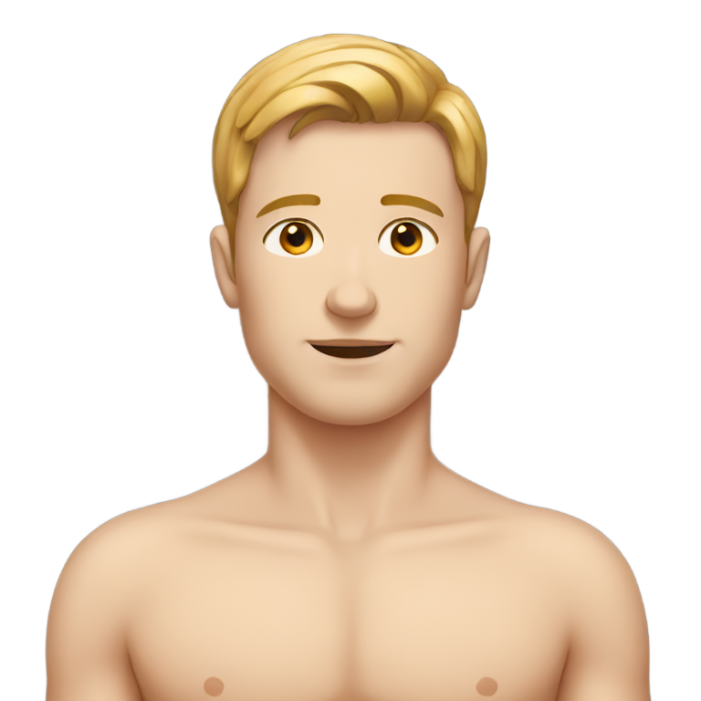 genmoji : Homme blanc nu du visage à la poitrine