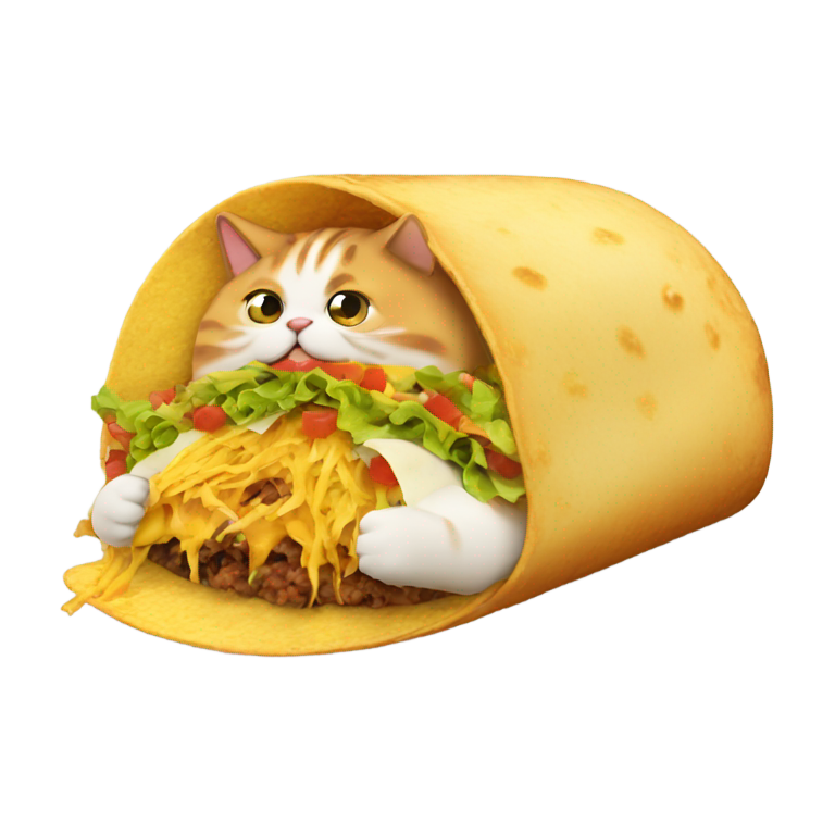 genmoji: A fat cat eating a taco