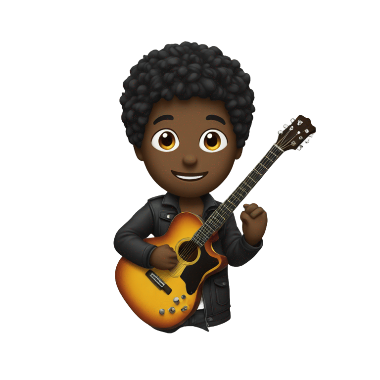 genmoji：一位黑人玩吉他的小男孩