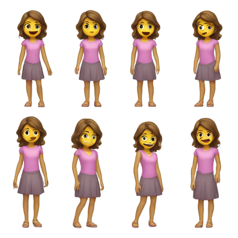 genmoji：站立的女孩前面有一个弯腰的男孩