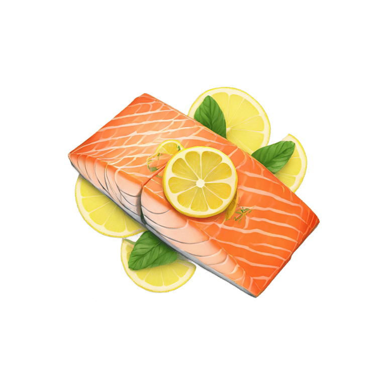 絵文字：baked salmon with a slice of lemon