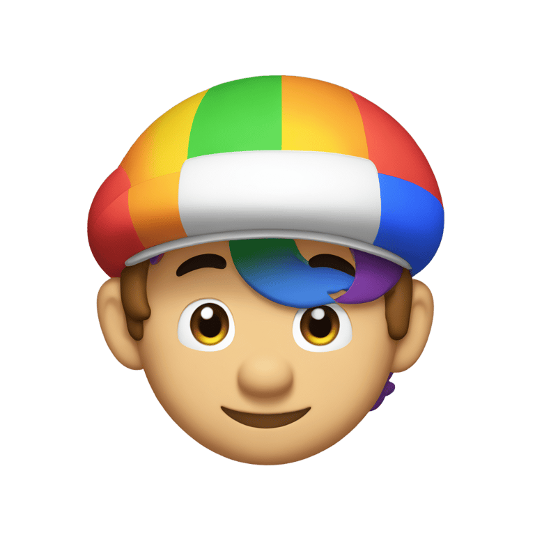 genmoji：玛利奥头上插着彩虹旗