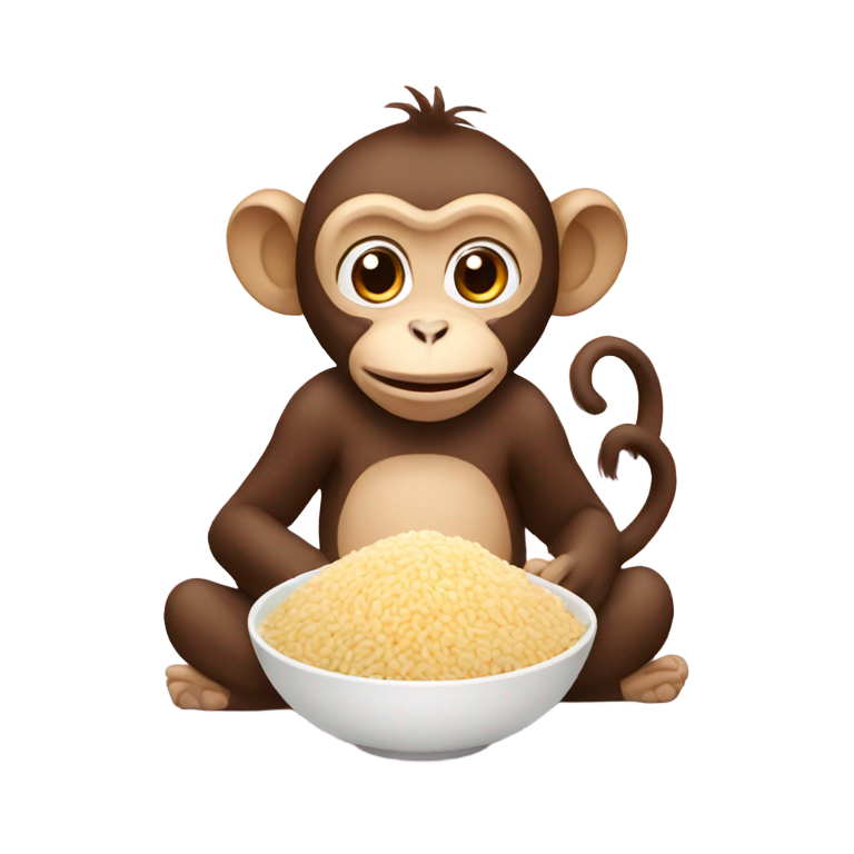 絵文字：monkey eating rice
