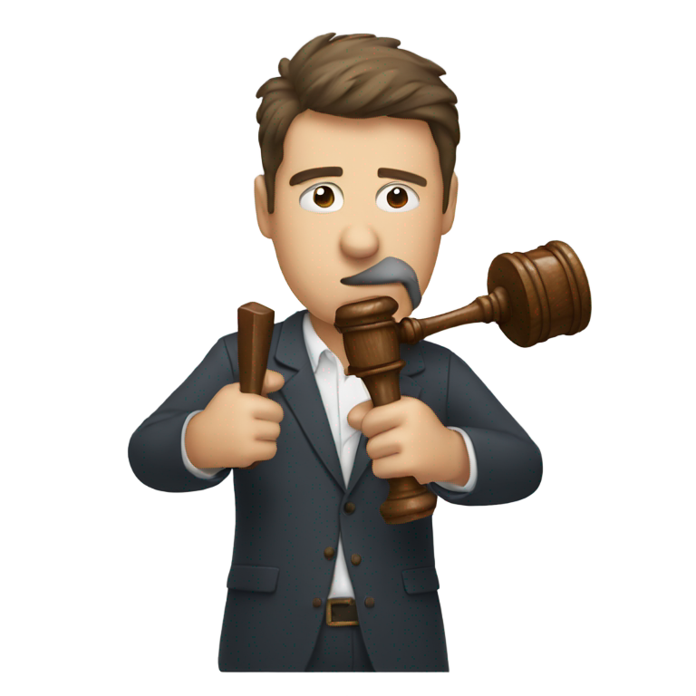 genmoji：男子皱眉敲法槌