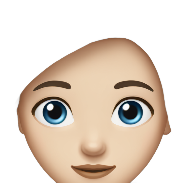 genmoji：白皙皮肤的女子；长发及肩，深棕色；浅蓝色眼睛