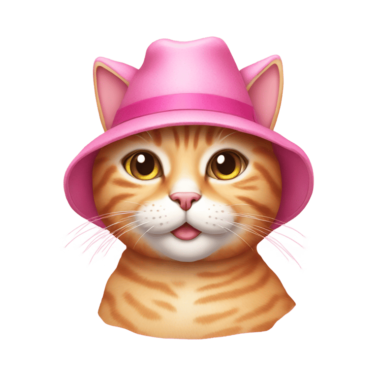 genmoji : A pink cat with hat