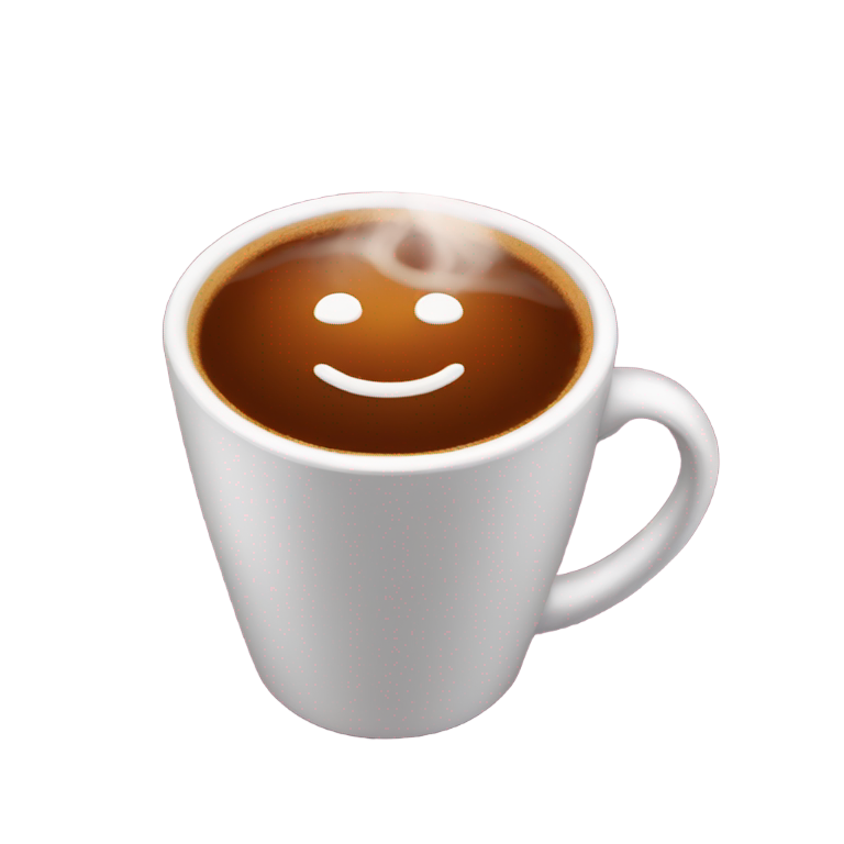 絵文字：赤いカフェカップに湯気の立つ熱いコーヒー