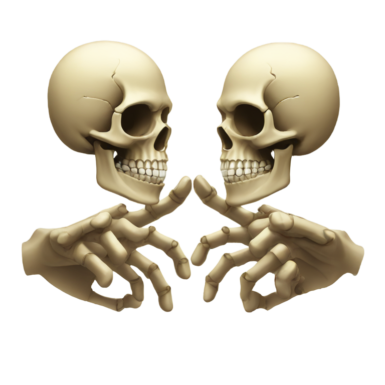 genmoji: two skulls surprise handshaking
