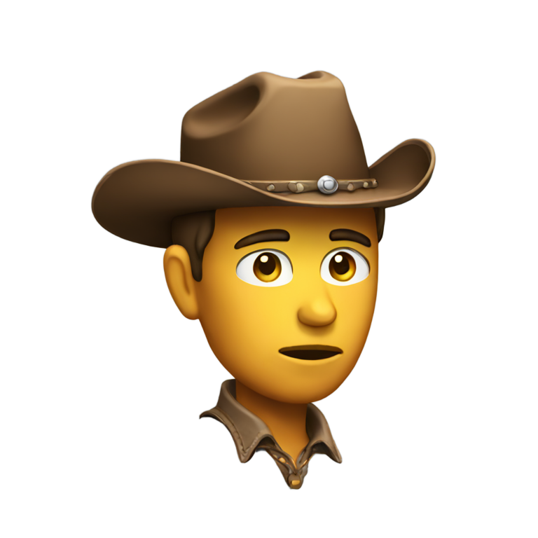 genmoji : Visage pensif avec chapeau de cowboy