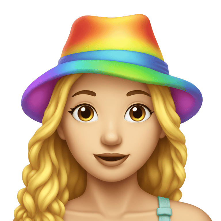 genmoji：A rainbow Hat with bow