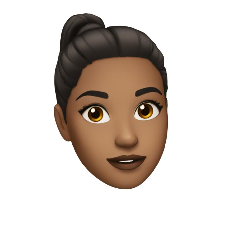 genmoji : Jolie fille brune aux yeux marron, cheveux semi-lisses noirs et maquillage.