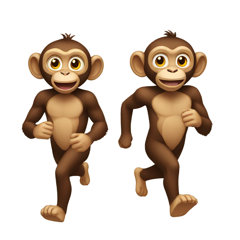 genmoji：两只猴子一起跑