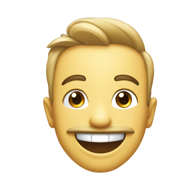 genmoji : Un sourire avec une pancarte qui dit ALLONS-Y
