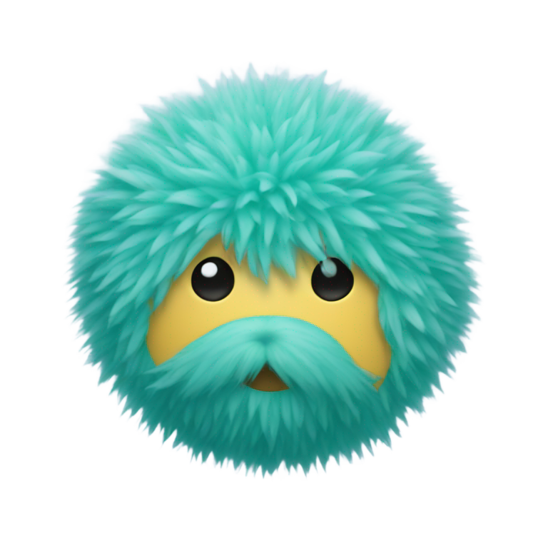 絵文字：A teal fluffy smiley face