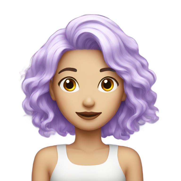 genmoji：白紫色头发的女孩与星星