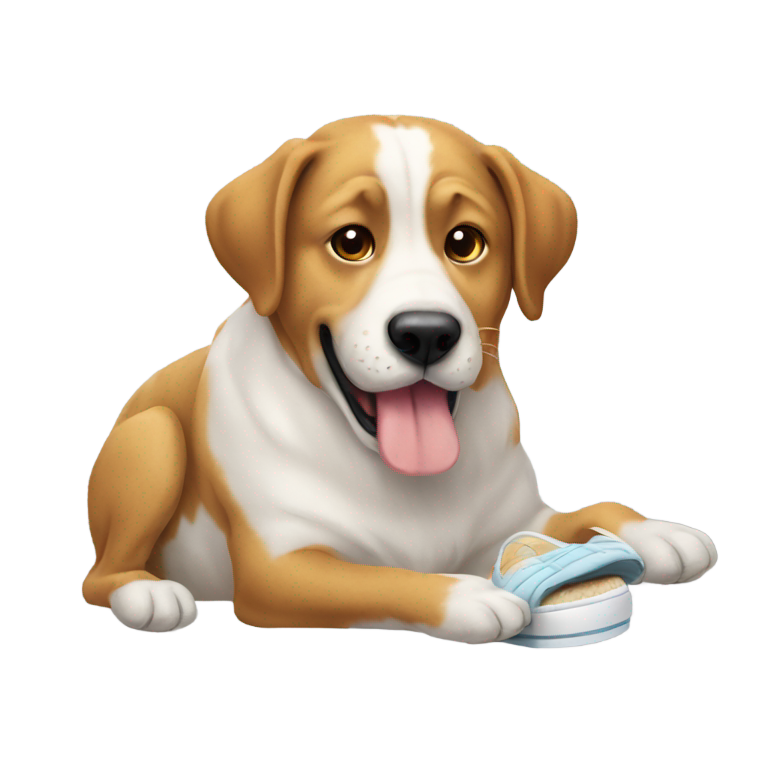 genmoji：狗嘴里叼着拖鞋