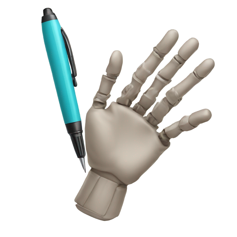 genmoji: Prosthetic hand with pen