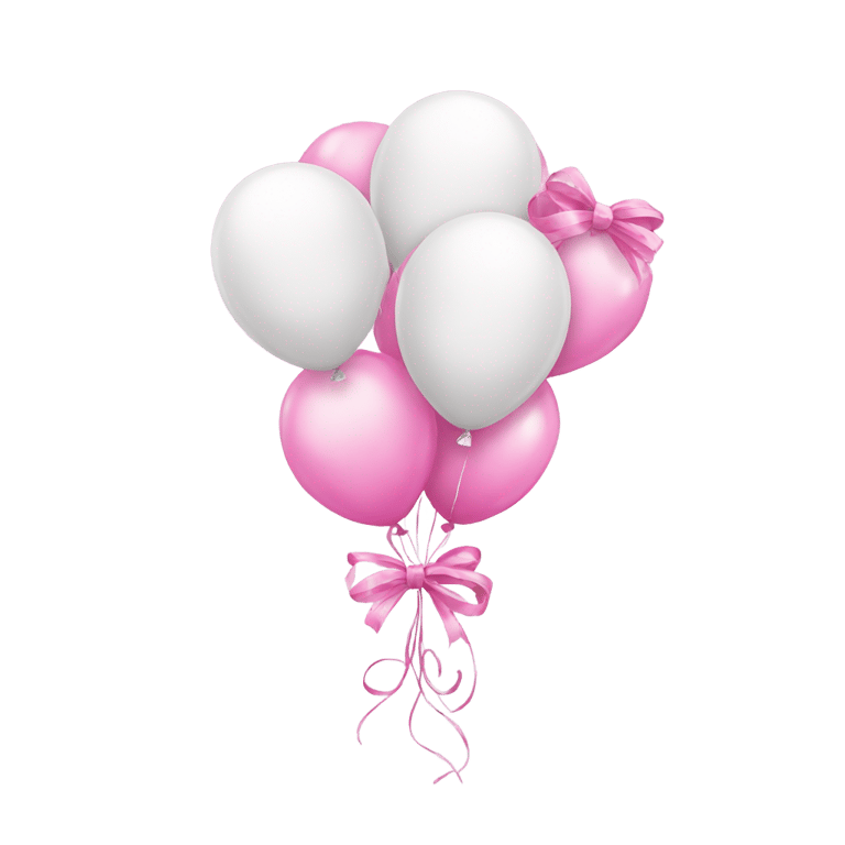 genmoji: White party balloons with pink bows attached to the balloon.