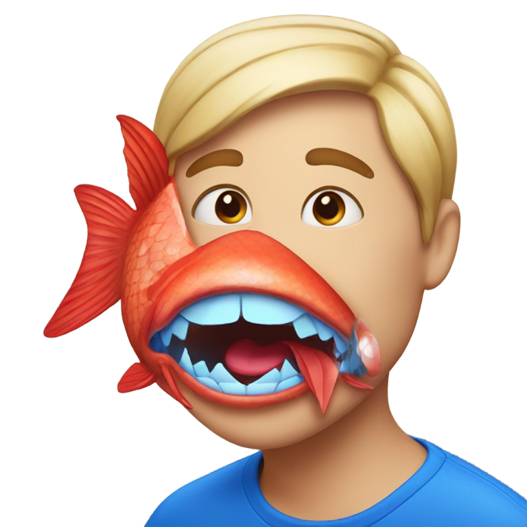 genmoji: red fish with blue lipstik