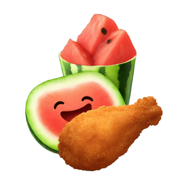 genmoji: Fried chicken drumstick and watermelon