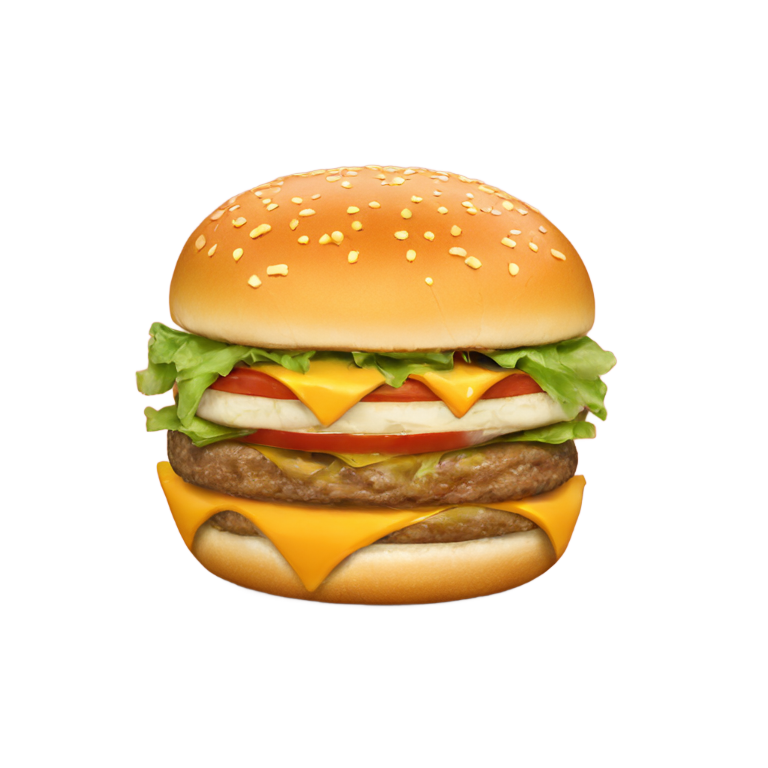 絵文字：ドナルド・トランプの顔をチーズバーガーに載せる