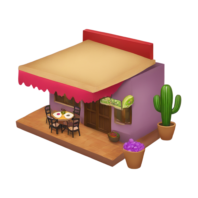 genmoji : Restaurant mexicain avec un oignon rouge comme logo