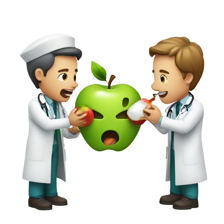genmoji : Un médecin mangé par une pomme