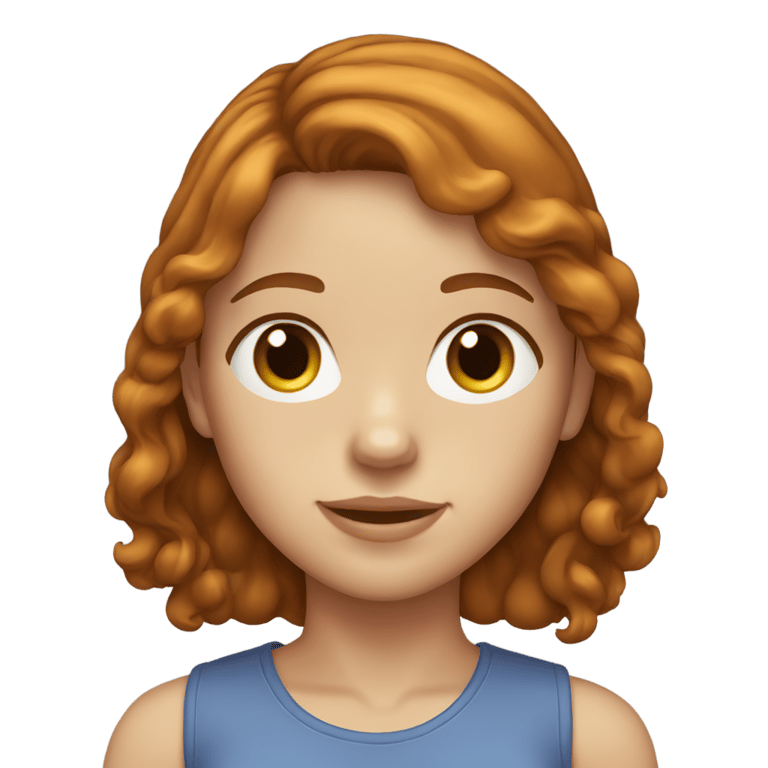 genmoji：girl with dark ginger light brown hair and freckles and brown eyes