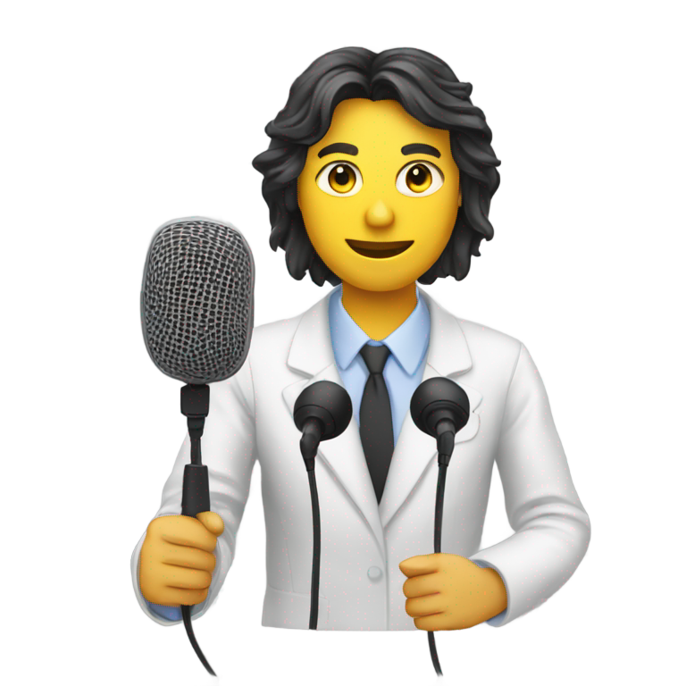 絵文字：レポーターとマイクを持つ人