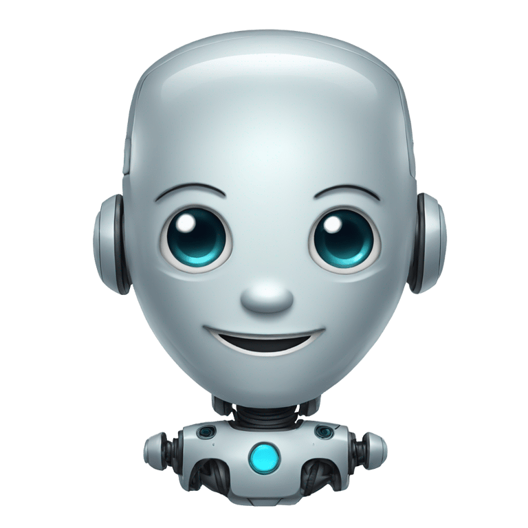 絵文字：friendly human like smiling robot that looks cute