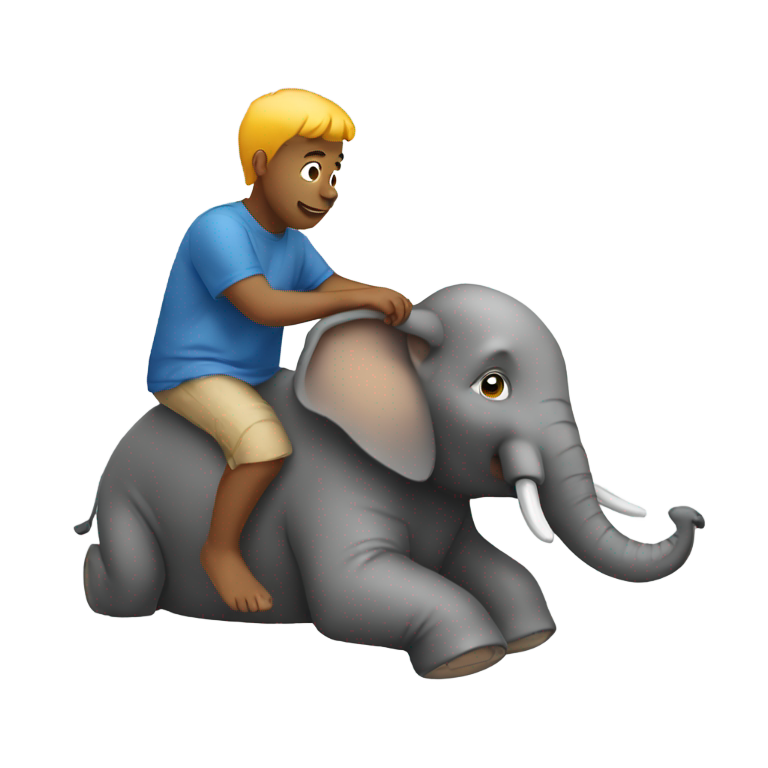 genmoji：一个人坐在大象上