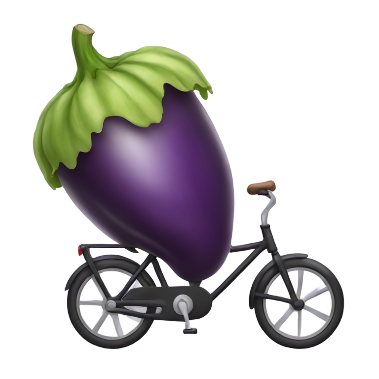絵文字：ナスが自転車に乗っている