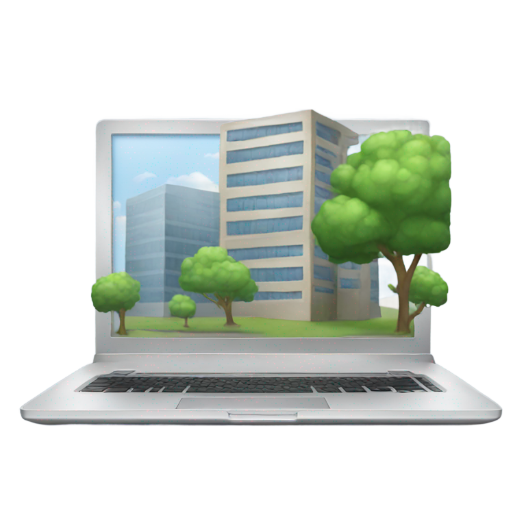 genmoji: Laptop with building on screen
