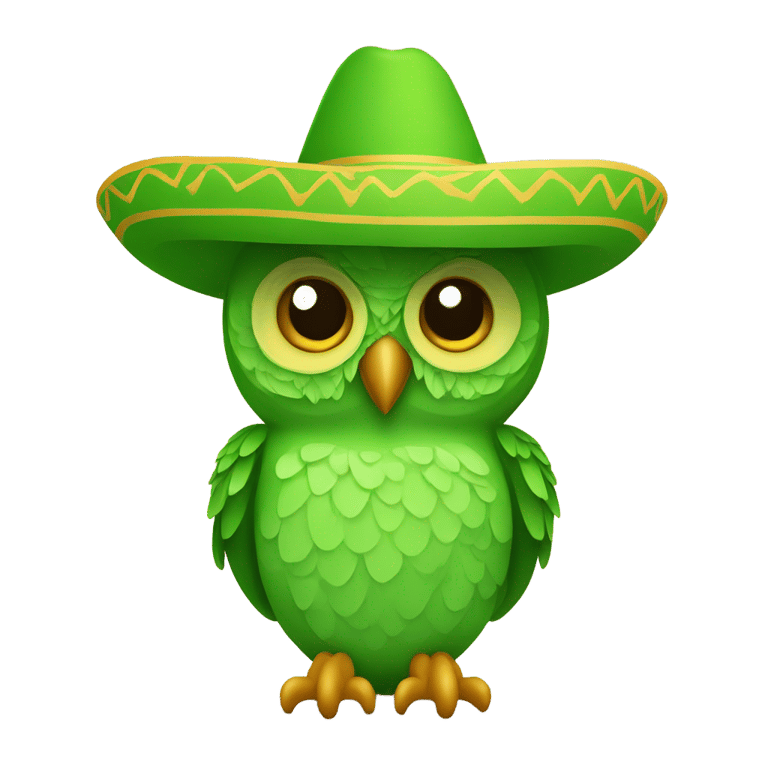 genmoji: a green duolingo owl wearing a sombrero