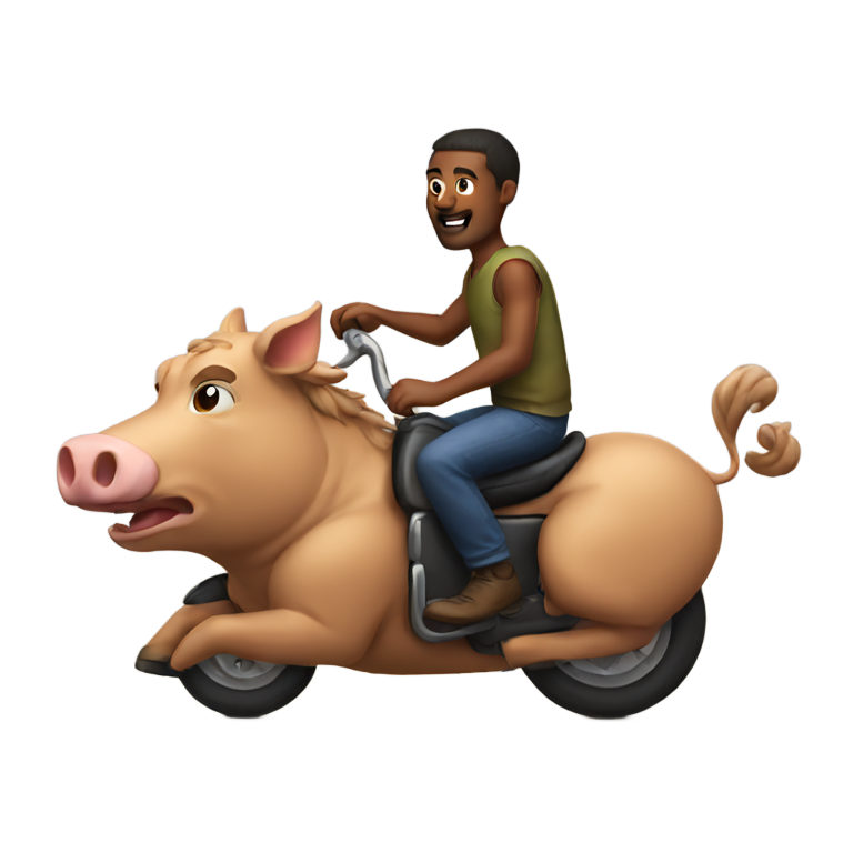 絵文字：a man riding a hog