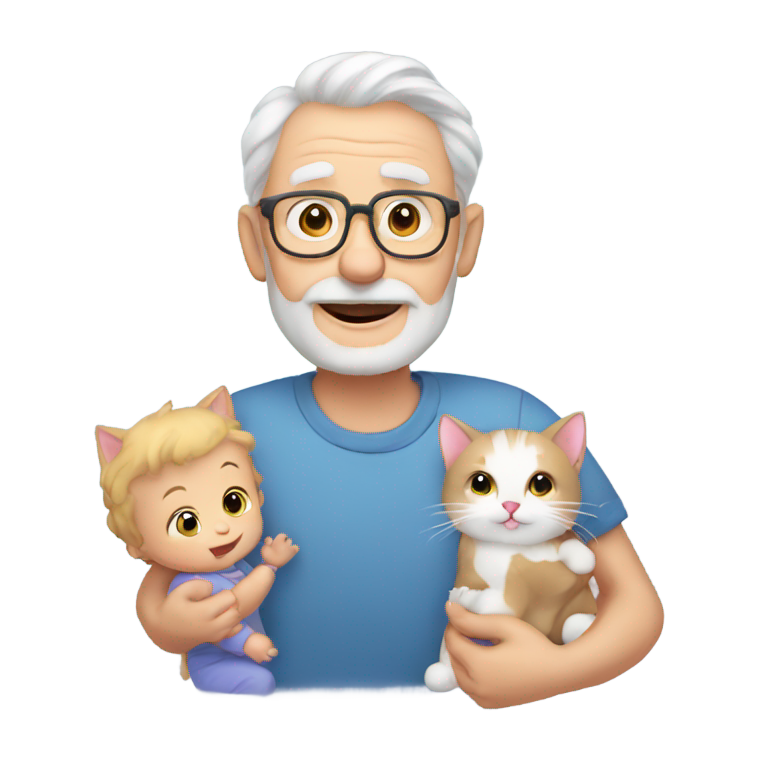 genmoji：一个有着婴儿脸和猫爪的老爷爷