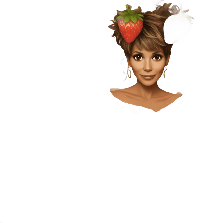絵文字：halle berry wearing a strawberry