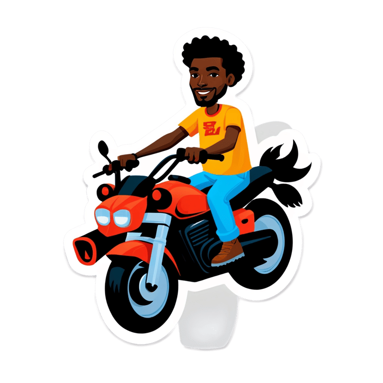 genmoji: black man riding a hog