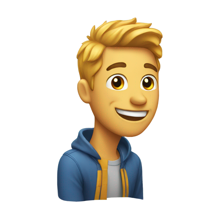 genmoji : Un homme se tenant le cou en riant