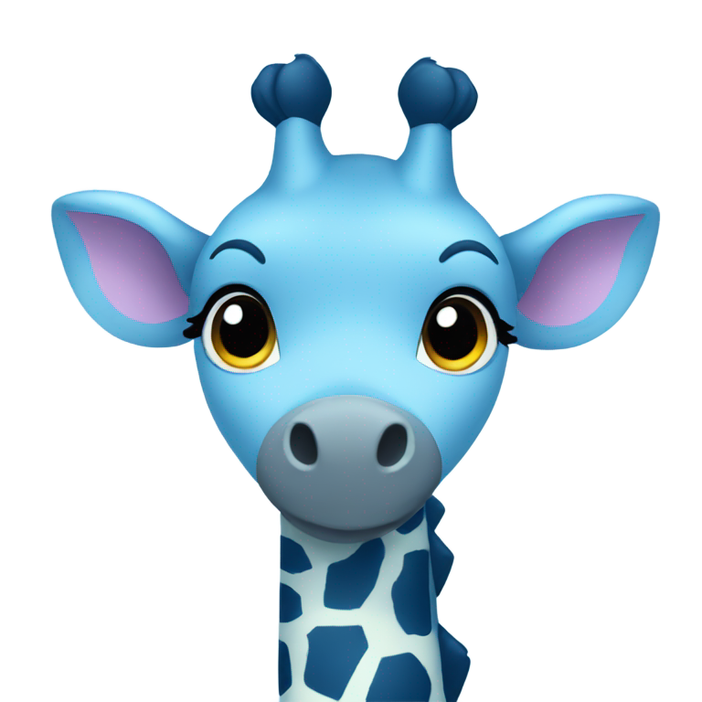 genmoji：一只可爱的全蓝长颈鹿