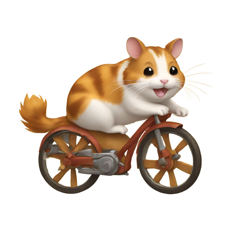 genmoji: hamster riding a cat