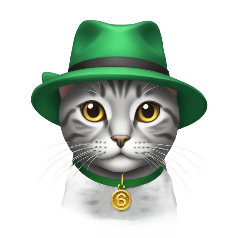 genmoji : Gray shorthair cat with celtics brimmed hat