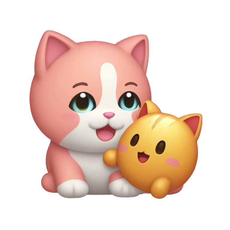 genmoji: Kirby petting a cat