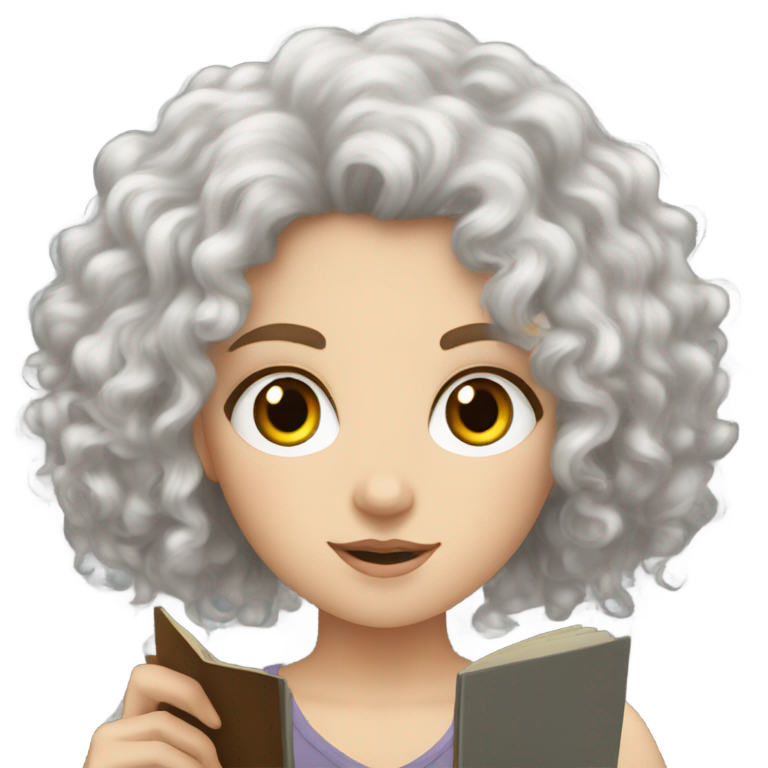 genmoji: curly haired white girl reading the hunger games