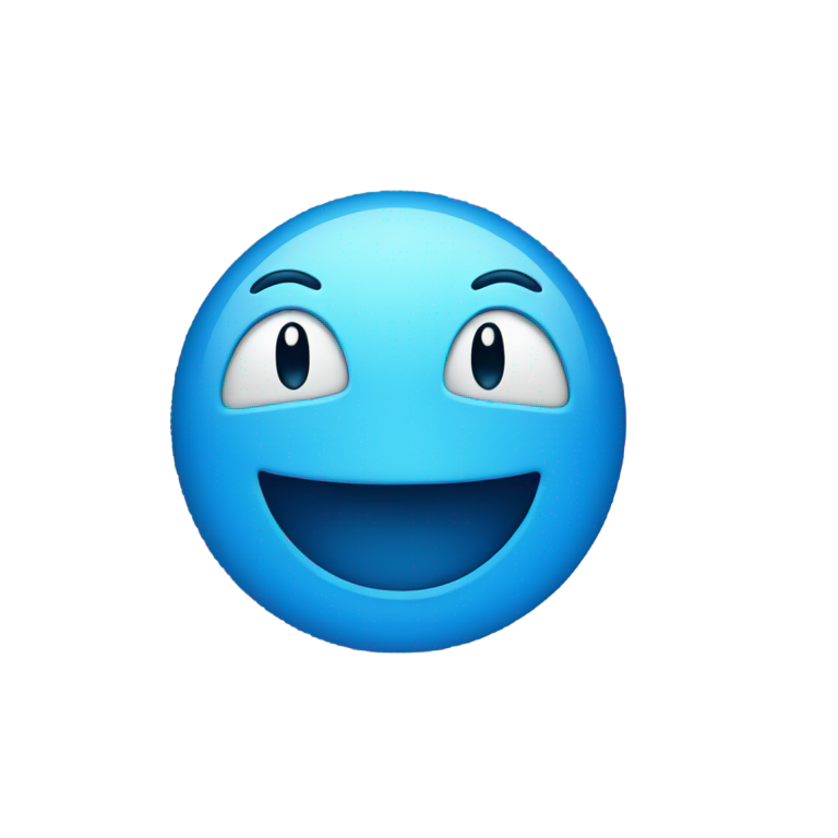 絵文字：A blue non-human smiley face