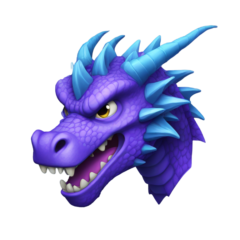 genmoji: Aggressive blue and purple dragon