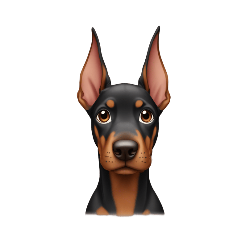 絵文字：A puppy Doberman with ears pointing up