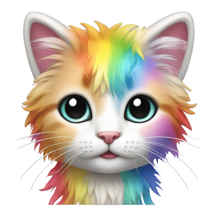 絵文字：レインボーの毛を持つ子猫